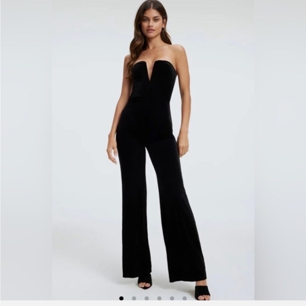 Good American VELVET STRAPLESS JUMPSUIT